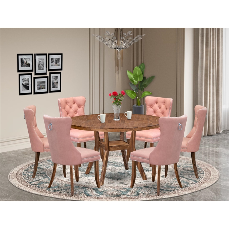 East West Furniture Irving 7-Piece Mid Century Modern Dining Set in Walnut