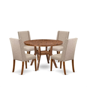 East West Furniture Irving 5-Piece Kitchen Dining Set in Walnut Finish