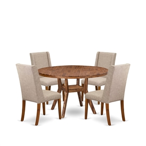 East West Furniture Irving 5-Piece Kitchen Dining Set in Walnut Finish