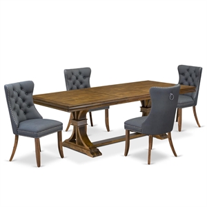 East West Furniture Laneville 5-Piece Kitchen Dining Set in Walnut Finish