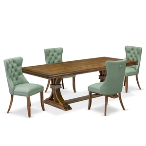 East West Furniture Laneville 5-Piece Dining Room Set in Walnut Finish
