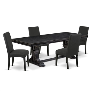 East West Furniture Laneville 5-Piece Dining Room Set in Black Finish