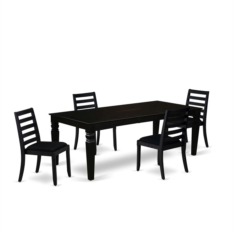 East West Furniture Logan 5-Piece Dining Room Set in Black Finish