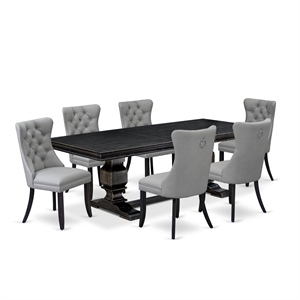 East West Furniture Laneville 7-Piece Modern Dining Table Set in Black Finish