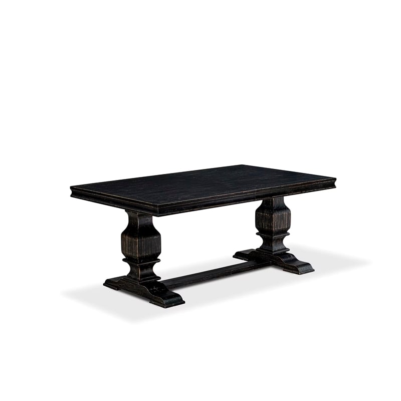 East West Furniture Laneville 7-Piece Dining Table Set in Black Finish