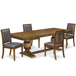 East West Furniture Laneville 5-Piece Dining Room Set in Walnut Finish