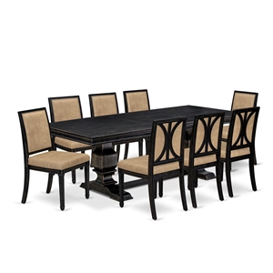 East West Furniture Laneville 9-Piece Kitchen Table Set in Black Finish