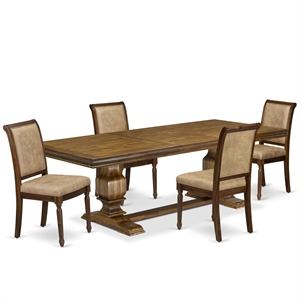East West Furniture Laneville 5-Piece Kitchen Dining Set in Walnut Finish