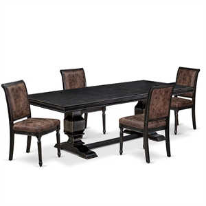East West Furniture Laneville 5-Piece Kitchen Dining Set in Black Finish