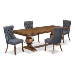 East West Furniture Laneville 5-Piece Dining Table Set in Walnut Finish