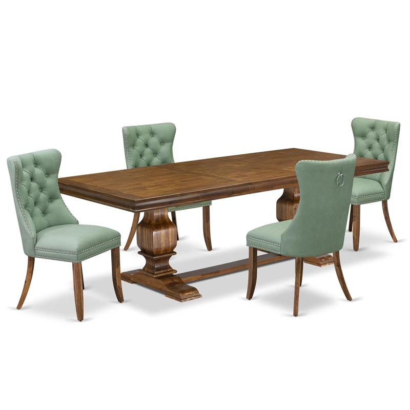 East West Furniture Laneville 5-Piece Modern Dining Set in Walnut Finish