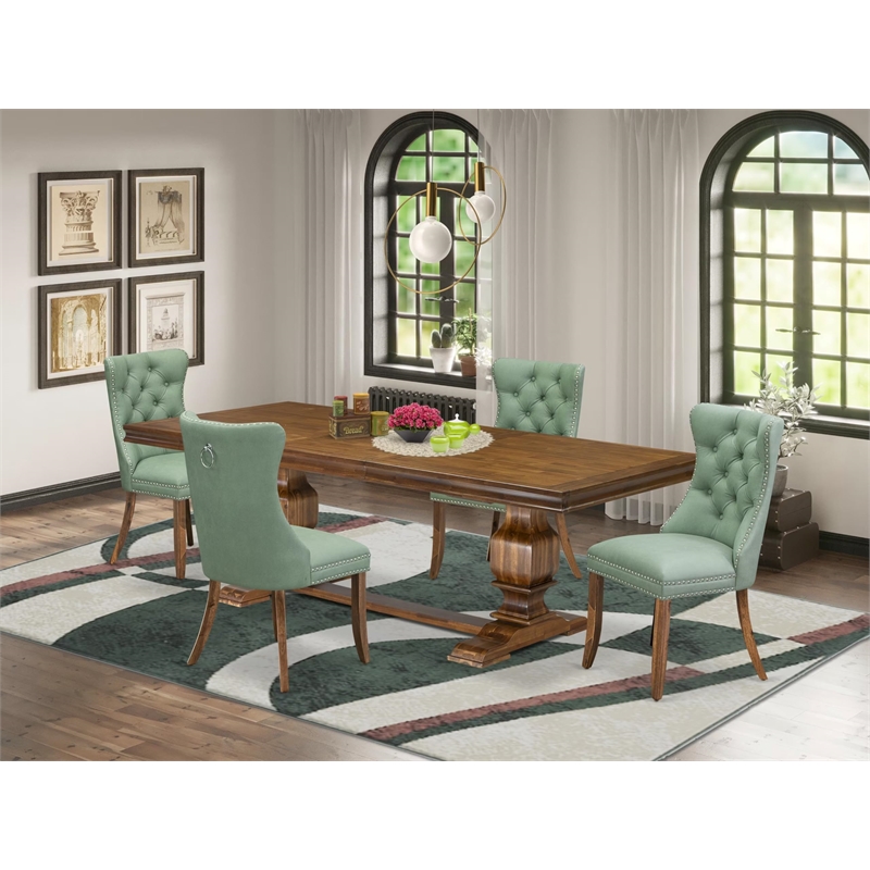 East West Furniture Laneville 5-Piece Modern Dining Set in Walnut Finish
