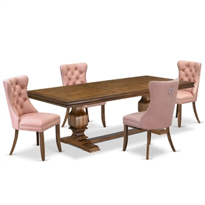 East West Furniture Laneville 5-Piece Kitchen Dining Set in Walnut Finish