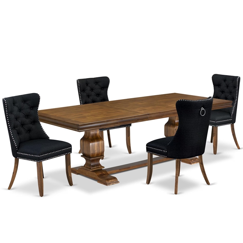 East West Furniture Laneville -5 Pieces Modern Dining Set in Walnut Finish