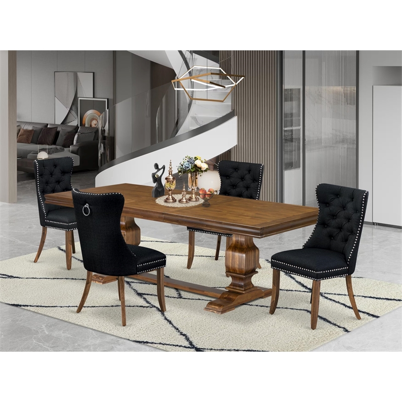 East West Furniture Laneville -5 Pieces Modern Dining Set in Walnut Finish