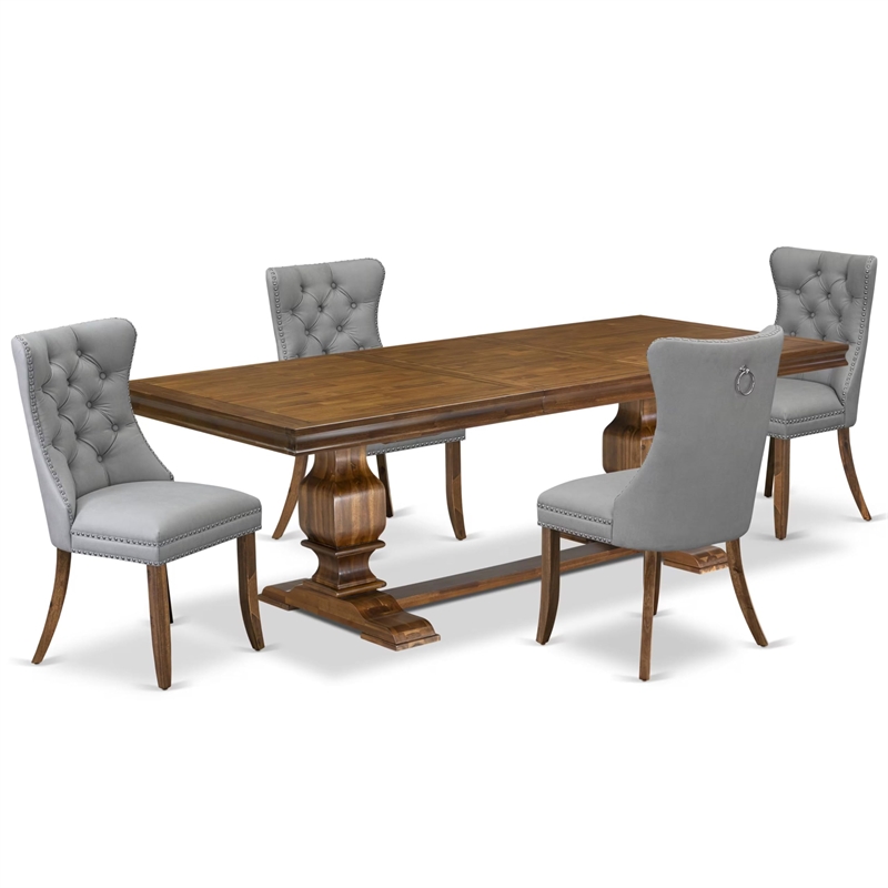 East West Furniture Laneville -5 Pieces Modern Dining Set in Walnut Finish