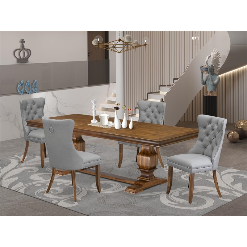 East West Furniture Laneville -5 Pieces Modern Dining Set in Walnut Finish