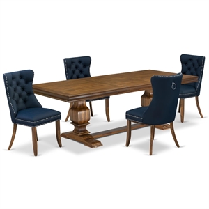 East West Furniture Laneville -5 Pieces Modern Dining Set in Walnut Finish