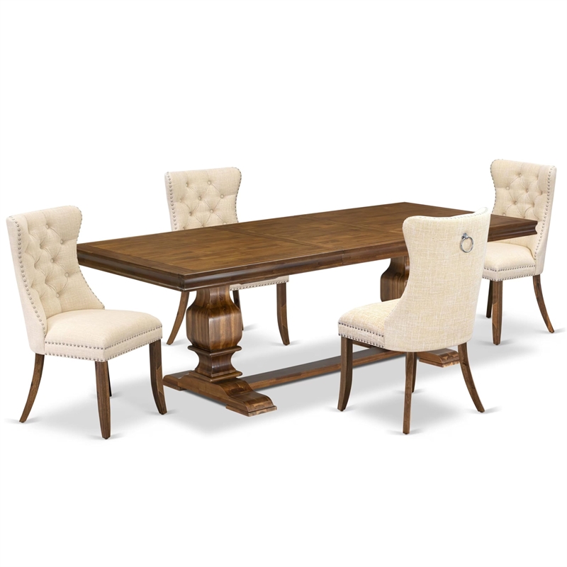 East West Furniture Laneville 5 Pieces Modern Dining Set in Walnut Finish