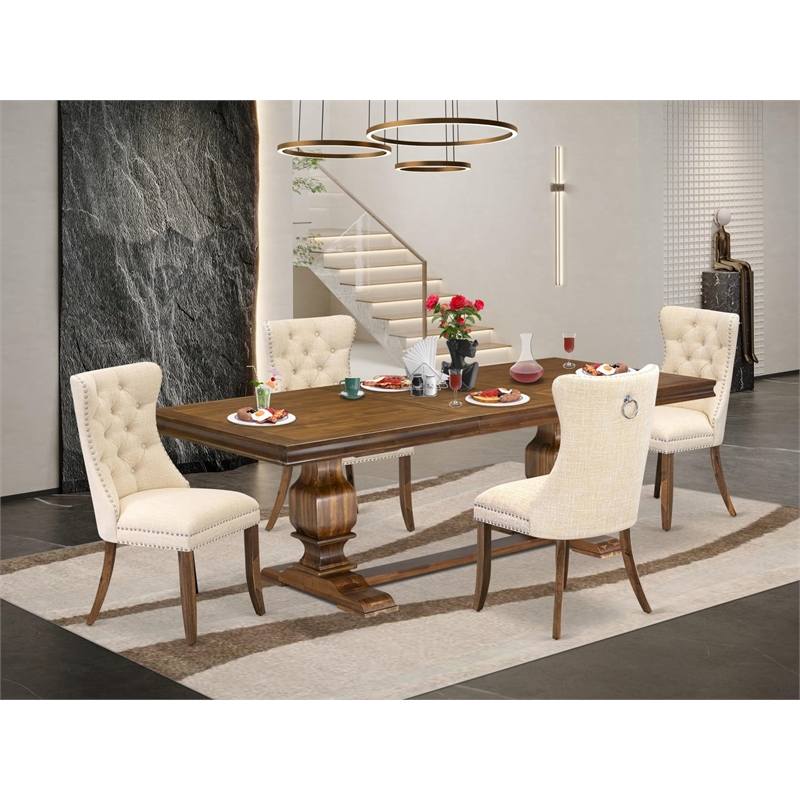 East West Furniture Laneville 5 Pieces Modern Dining Set in Walnut Finish