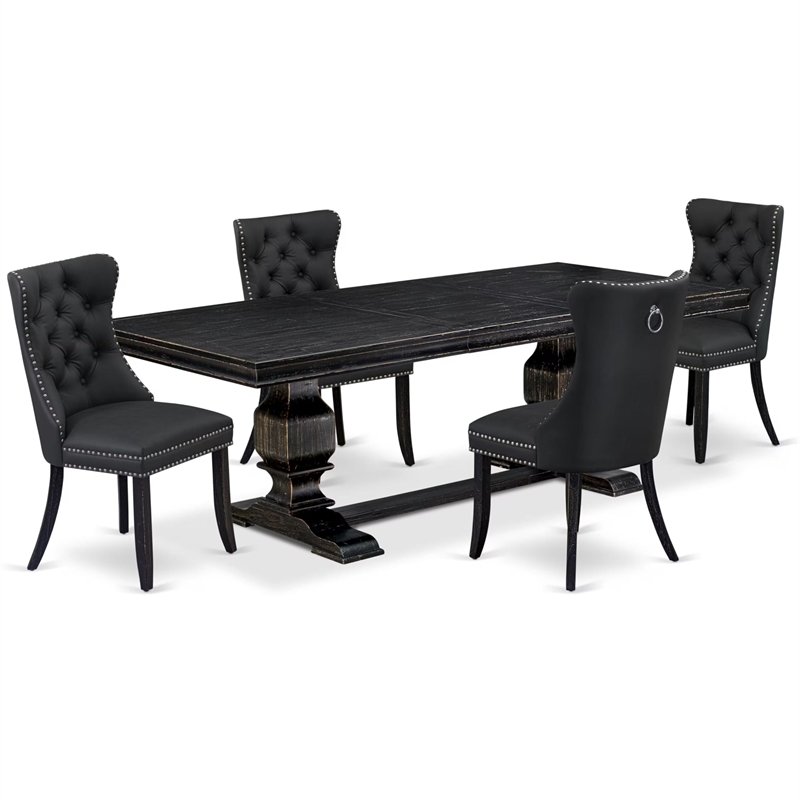 East West Furniture Laneville 5 Pieces Modern Dining Set in Black Finish