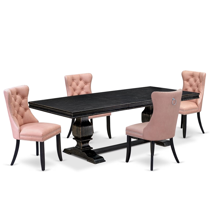 East West Furniture Laneville 5 Pieces Modern Dining Set in Black Finish
