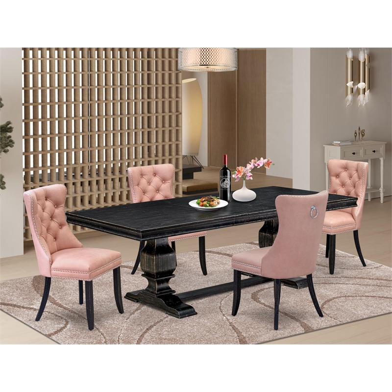 East West Furniture Laneville 5 Pieces Modern Dining Set in Black Finish