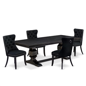 East West Furniture Laneville 5-Piece Kitchen Dining Set in Black Finish