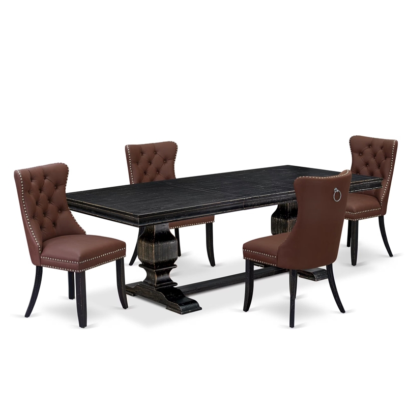 East West Furniture Laneville 5-Piece Kitchen Dining Set in Black Finish