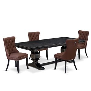 East West Furniture Laneville 5-Piece Kitchen Dining Set in Black Finish