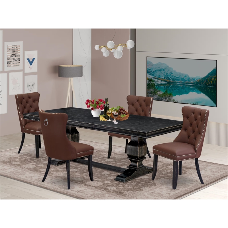 East West Furniture Laneville 5-Piece Kitchen Dining Set in Black Finish