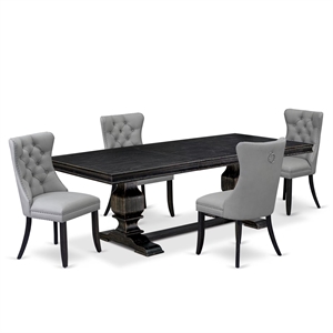 East West Furniture Laneville 5-Piece Dining Set in Black Finish
