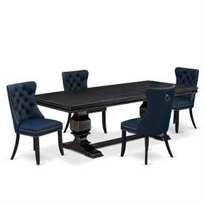 East West Furniture Laneville 5-Piece Dining Set in Black Finish