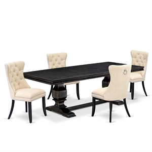 East West Furniture Laneville 5-Piece Kitchen Dining Set in Black Finish