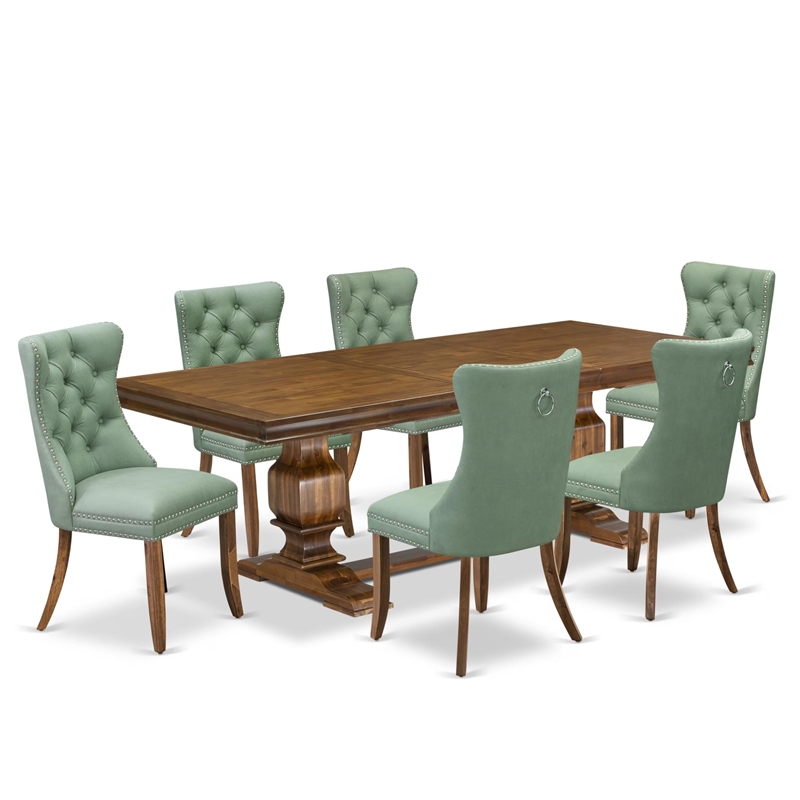 East West Furniture Laneville 7-Piece Kitchen Table Set in Walnut Finish
