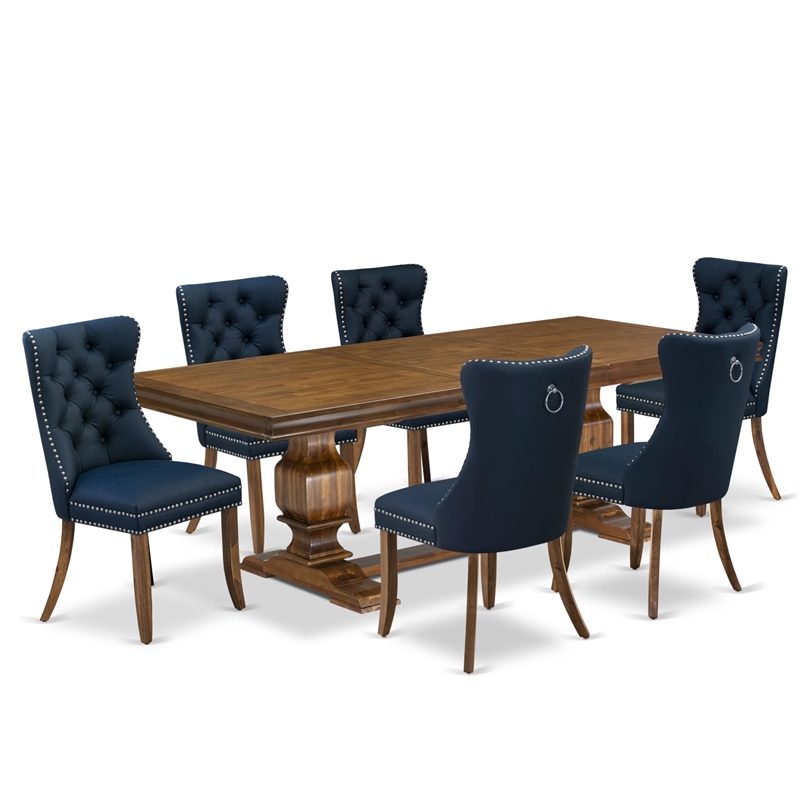 East West Furniture Laneville 7 Pieces Dining Set in Walnut Finish