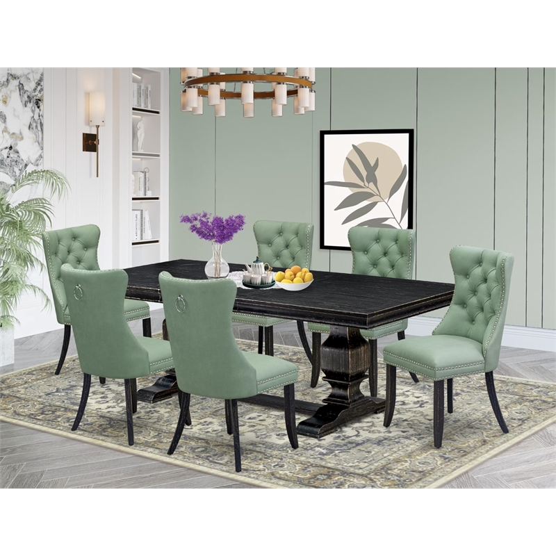 East West Furniture Laneville 7 Pieces Dining Set in Black Finish
