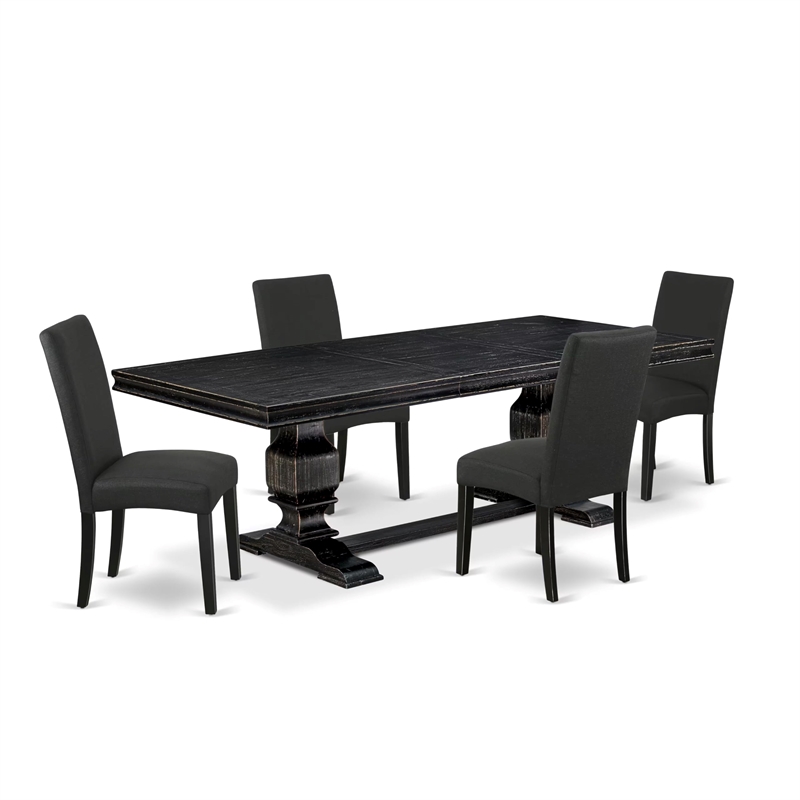 East West Furniture Laneville 5-Piece Kitchen Dining Set in Black Finish