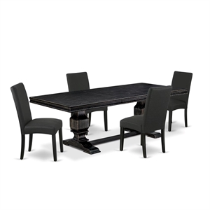 East West Furniture Laneville 5-Piece Kitchen Dining Set in Black Finish