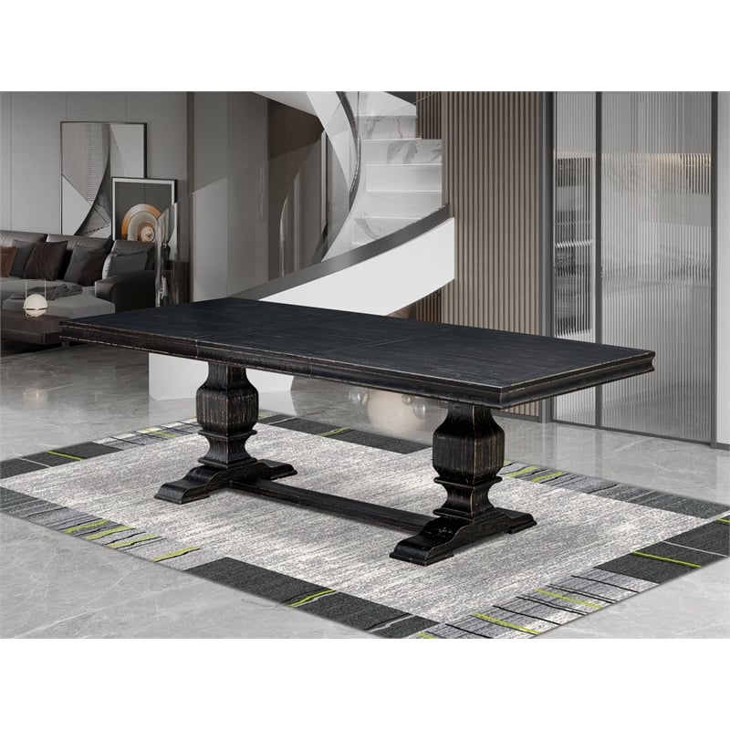 East West Furniture Laneville Modern Dining Table in Black Finish