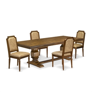 East West Furniture Laneville 5-Piece Kitchen Dining Set in Walnut Finish