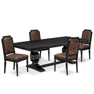 East West Furniture Laneville 5-Piece Dining Room Set in Black Finish