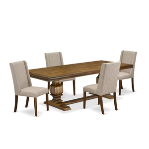 East West Furniture Laneville 5-Piece Dining Room Set in Walnut Finish