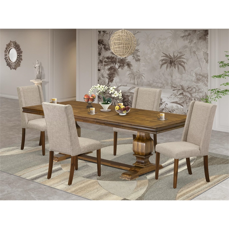 East West Furniture Laneville 5-Piece Dining Room Set in Walnut Finish