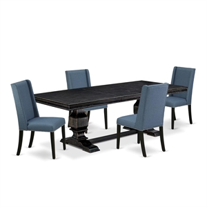 East West Furniture Laneville 5-Piece Kitchen Dining Set in Black Finish
