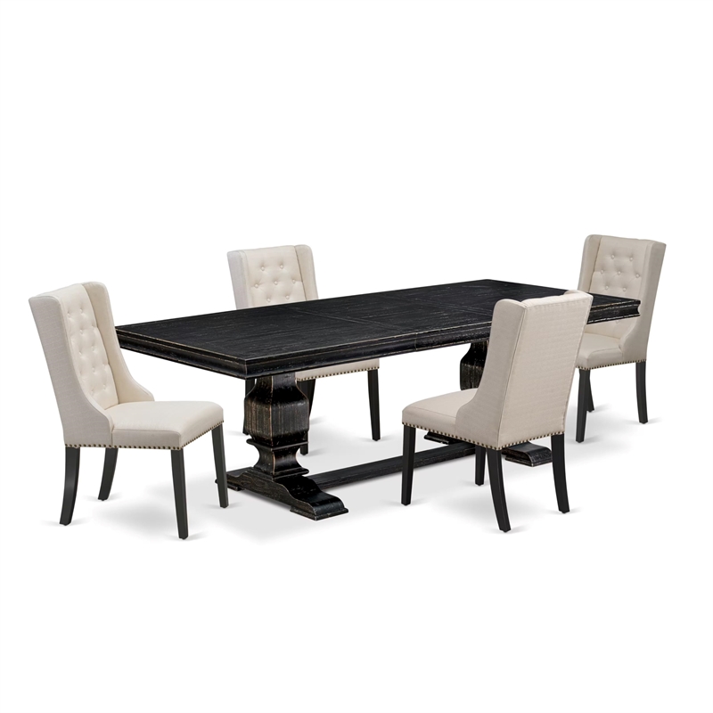 East West Furniture Laneville 5-Piece Kitchen Dining Set in Black Finish