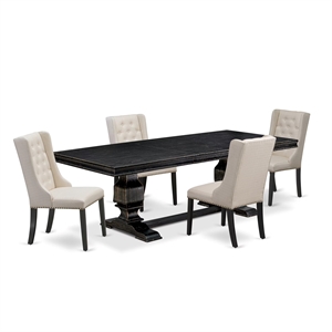 East West Furniture Laneville 5-Piece Kitchen Dining Set in Black Finish