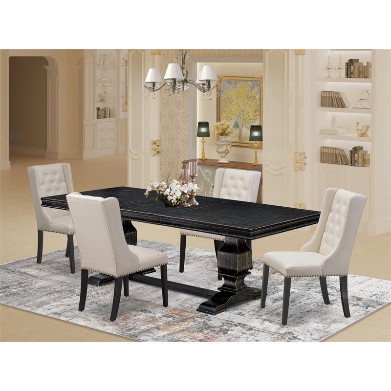 East West Furniture Laneville 5-Piece Kitchen Dining Set in Black Finish
