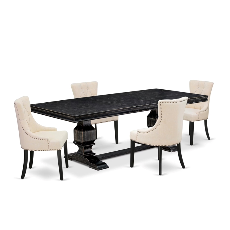 East West Furniture Laneville 5-Piece Kitchen Dining Set in Black Finish