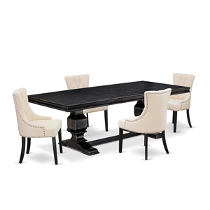 East West Furniture Laneville 5-Piece Kitchen Dining Set in Black Finish